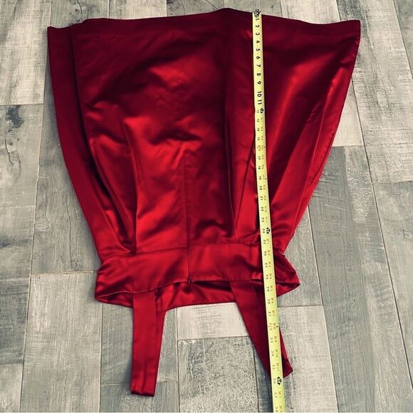 VTG DKNY 90s Bubble Dress Red Silk Scarlet Tank Empire Waist Balloon Pockets 8 - Picture 11 of 16